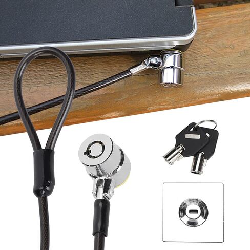 Laptop Cable Lock Galvanized Steel Security Cable Lock 2 Meter Combination with Keys 180 Degree Interface 360 Degree Rotation for Laptop Monitor Projector Office Travel in Saudi Arabia