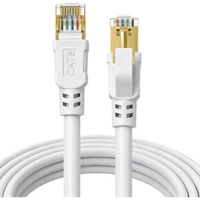 DDMALL Cat 8 Ethernet Cable 3FT, 40Gbps Round Internet Cable (3ft, White) in Kuwait