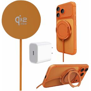 25W Magnetic Wireless Charger Pad: Qi2.2 Qi2 Compatible with MagSafe Fast Charger for iPhone Air 17e 17 16 15 14 Pro Max Samsung Galaxy S26 S25 Google Pixel 11 10 & AirPods, with Kickstand in Kuwait