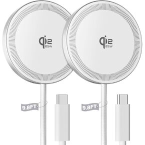 2Pack Magnetic Wireless Charger 25W Fast Charger for iPhone 17/16/15/14/13/12 Series & AirPods, Portable Wireless Charging Pad for Travel Home Office Desk, 10FT-Black in Kuwait