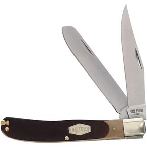 Old Timer 96OT Bearhead Trapper 7.4in Traditional Folding Pocket Knife with 2 High Carbon SS Blades, Sawcut Handle, Tweezers, and Convenient Size for EDC, Hunting, Camping, Whittling, and Outdoors in Saudi Arabia