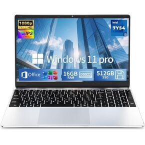 2026 Flagship 15.6" Business Laptop Computer, 16GB RAM 512GB SSD, Core i5-7Y54(Up to 3.2GHz), Windows 11 Pro, Office 365, Fan Cooling, 2-Year Warranty, Portable Traditional Lap Top for Students & Work in Saudi Arabia