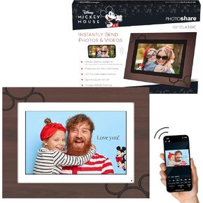 إطار الصور الرقمي Disney Classic Mickey Mouse Photoshare مقاس 10 بوصات بتقنية WiFi | أرسل الصورة أو الفيديو من الهاتف إلى إطار الصورة الرقمية مع تطبيق PhotoShare Frame v2 المجاني | التشفير الشامل | خشب الإسبريسو in Kuwait
