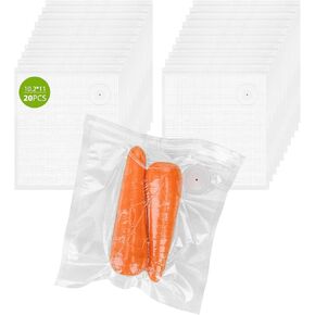 60 PCS Vacuum Sealer Bags for Food, BPA-Free Reusable Vacuum Zipper Bags with Upgraded Air Valve, Sous Vide & Meal Prep Vacuum Storage Bags, Compatible with Handheld & External Vacuum Sealer Machines in Kuwait