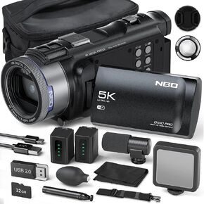 NBDDIGITAL Camcorder Video Camera, True 5K 48MP Vlogging Camera with Autofocus, WiFi,16X Digital Zoom,3" 270° IPS Screen,32GB Card,2 Batteries & Microphone,Black for YouTube & Travel Recording (Black) in Saudi Arabia