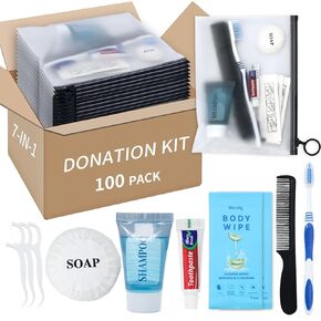 100 Pack Hygiene Kits for Homeless, 7-in-1 Individual Toiletry Kits in Saudi Arabia