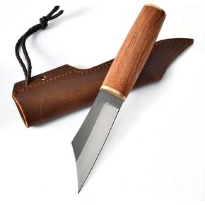 Norse Tradesman Viking Seax Knife – Full Tang Fixed Blade, Rosewood Handle & Genuine Leather Sheath – 8.3" Camping, Bushcraft & Hunting Knife in Kuwait