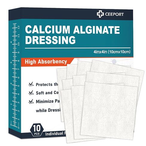 Ceeport Ag Silver Calcium Alginate Wound Dressing Pads 4 "x 4", 10 Pack in Saudi Arabia