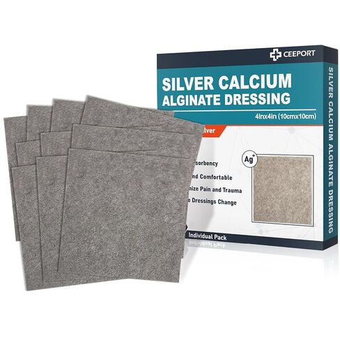 Ceeport Ag Silver Calcium Alginate Wound Dressing Pads 4 "x 4", 10 Pack in Kuwait