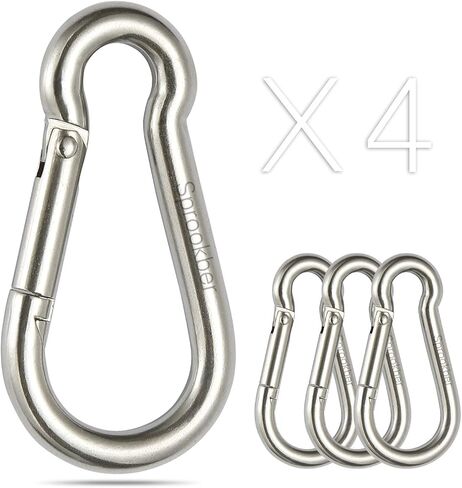 sprookber Stainless Steel Carabiner Spring Snap Hook - 304 Stainless Steel Heavy Duty Clips, Set of 4 in Saudi Arabia