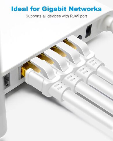 DDMALL Cat 8 Ethernet Cable 50FT, 40Gbps Round Internet Cable (50ft, White) in Kuwait