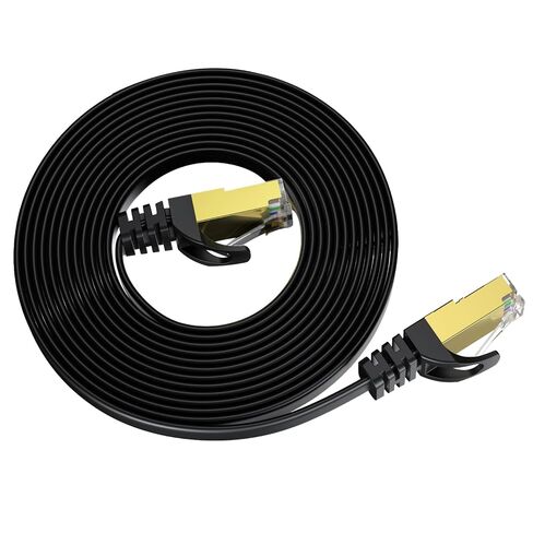 Cat8 Ethernet Cable 3 feet, Flat High Speed Network Cable, STP RJ45 Gigabit Cat 8 LAN Internet Cable for Router- Black in Saudi Arabia