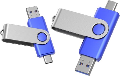 2-Pack 32GB USB-C & USB 2.0 Flash Drive for Storage, Blue in Saudi Arabia