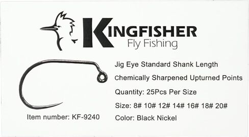 Kingfisher Fly Tying Wide Gap Barbless Jig Euro Nymph Fly Tying Hook – High Carbon Steel Barbless Hooks for Standard Euro Nymph Patterns in Saudi Arabia
