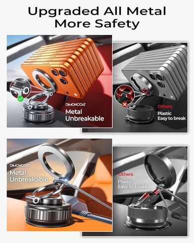 2-Pack Vacuum Magnetic Phone Holder for Car [All-Metal & 119+lbs Suction] in Kuwait