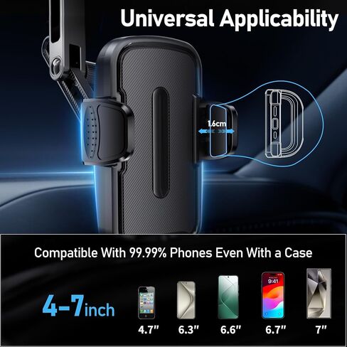 Aluminum Rear View Mirror Phone Mount for [Truck & SUV], Anti-Shake Universal Car Phone Holder with 360° Rotation, Non-Blocking Driving Assistant for iPhone 17 16 15 14 13 Pro Max, Samsung in Saudi Arabia