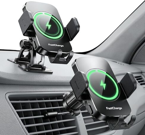 Wireless Car Charger, 15W Fast Charging Auto-Clamping Phone Holder Phone Mount【Windshield+Vent+Dash】 Car Accessories for Women Men fit for iPhone 17 16 15 14 13 12 Pro Max 11 XR XS, Samsung Galaxy in Kuwait