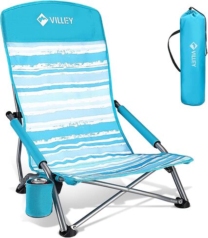 VILLEY High Back Beach Chair for Adults, Lightweight Low Folding Chair in Saudi Arabia