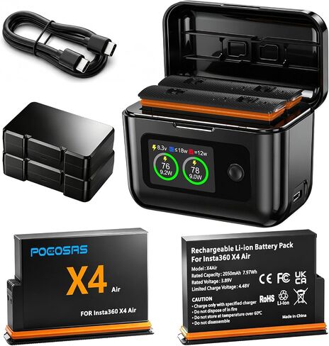 360 x4 Air 2 Pack Batteries with LCD Charger for Insta360 X4 Air in Kuwait