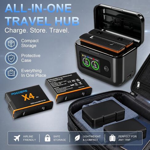 360 x4 Air 2 Pack Batteries with LCD Charger for Insta360 X4 Air in Kuwait
