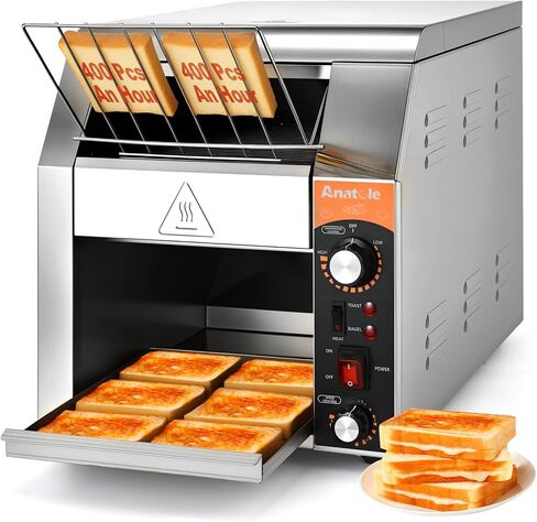 Anatole Commercial Conveyor Toaster 400 Slices/Hour Stainless Steel 1700W in Kuwait