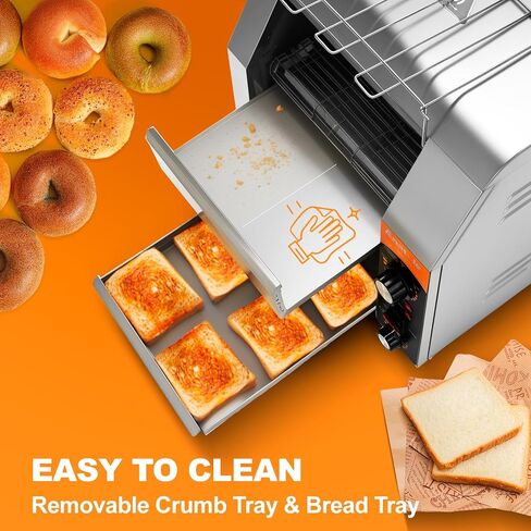 Anatole Commercial Conveyor Toaster 400 Slices/Hour Stainless Steel 1700W in Kuwait