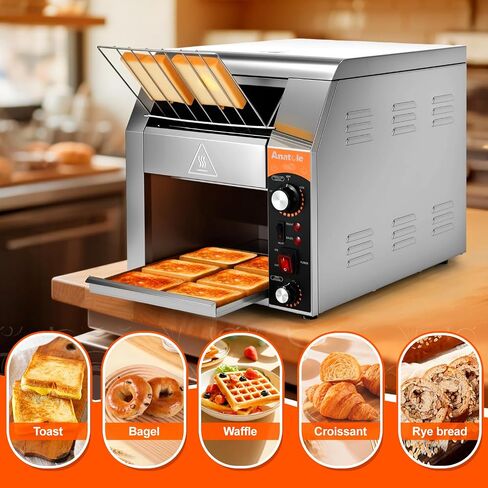Anatole Commercial Conveyor Toaster 400 Slices/Hour Stainless Steel 1700W in Kuwait