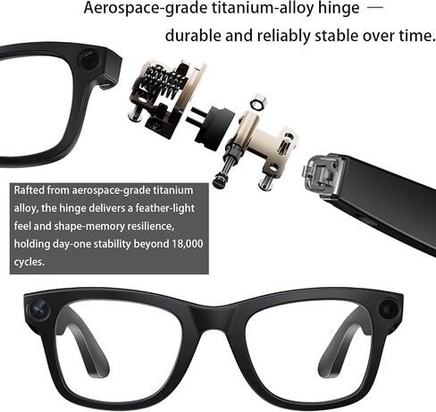 Smart Glasses with Camera, 8MP 108OP HD Video Recording Glasses with Audio, Al ChatGPT Assistant & Real-Time Translation, Bluetooth Camera Sunglasses with Voice Control for Men Women (Black) in Saudi Arabia
