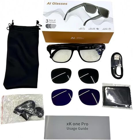 AI Smart Glasses – 1080P Camera with EIS, AI Voice Control, Bluetooth 5.4 Audio, Real-Time Translation, IP65 Waterproof, 260mAh Battery, Open-Ear Directional Sound, Lightweight for Outdoor & Daily Use in Kuwait