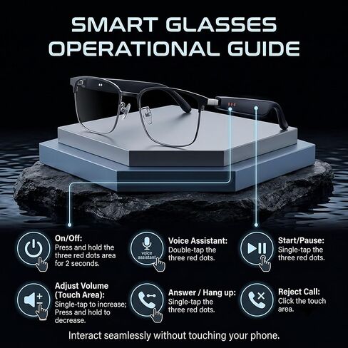 Smart Bluetooth Glasses for Men Women, Polarized UV400 Lenses in Kuwait