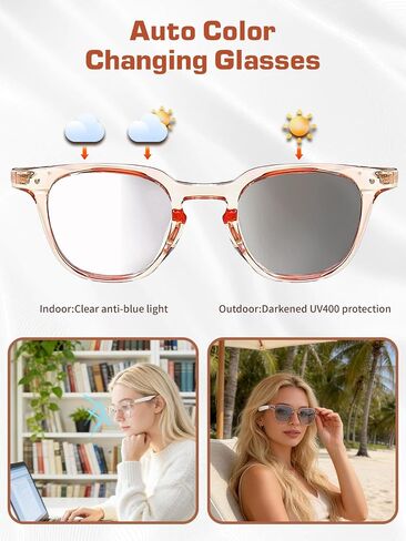 Bluetooth Glasses for Women and Men with Bluetooth 5.4, Translation Glasses with Blue Light Blocking and Color-Change Lenses, Voice Assistant, Touch Control for Travel, Meetings, Business in Saudi Arabia
