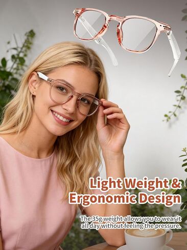 Bluetooth Glasses for Women and Men with Bluetooth 5.4, Translation Glasses with Blue Light Blocking and Color-Change Lenses, Voice Assistant, Touch Control for Travel, Meetings, Business in Saudi Arabia