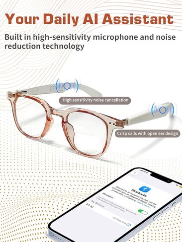 Bluetooth Glasses for Women and Men with Bluetooth 5.4, Translation Glasses with Blue Light Blocking and Color-Change Lenses, Voice Assistant, Touch Control for Travel, Meetings, Business in Saudi Arabia