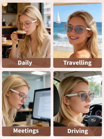 Bluetooth Glasses for Women and Men with Bluetooth 5.4, Translation Glasses with Blue Light Blocking and Color-Change Lenses, Voice Assistant, Touch Control for Travel, Meetings, Business in Saudi Arabia