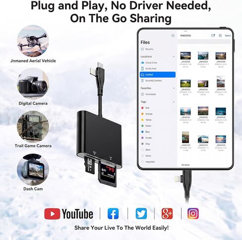 Memory Stick Pro Duo Adapter, SD/XD/TF/MS Card Reader for Lightning/USB-C in Saudi Arabia