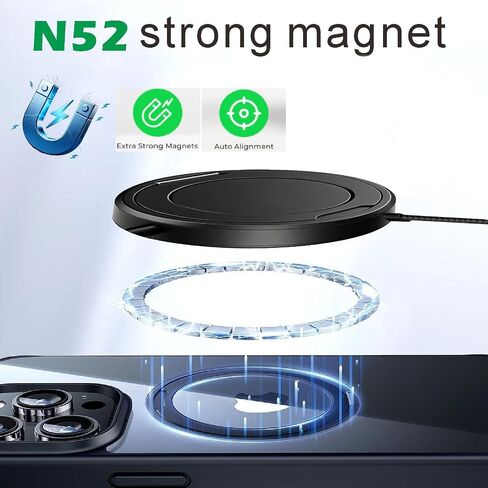 25W Magnetic Wireless Charger Pad: Qi2.2 Qi2 Compatible with MagSafe Fast Charger for iPhone Air 17e 17 16 15 14 Pro Max Samsung Galaxy S26 S25 Google Pixel 11 10 & AirPods, with Kickstand in Kuwait