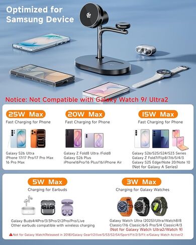 Qi2.2 25W Magnetic Wireless Charging Station for Samsung TEC Active Cooling in Saudi Arabia