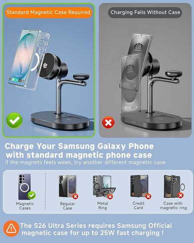 Qi2.2 25W Magnetic Wireless Charging Station for Samsung TEC Active Cooling in Saudi Arabia