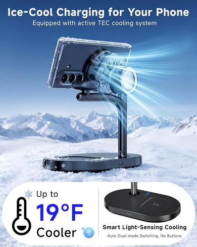 Qi2.2 25W Magnetic Wireless Charging Station for Samsung TEC Active Cooling in Saudi Arabia