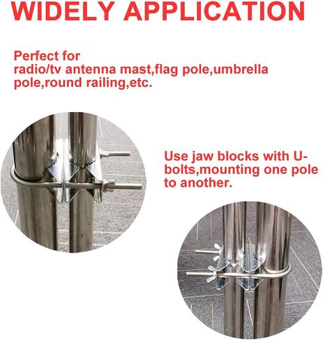 Double Antenna Mast Clamp Heavy Duty Pole to Pole Mounting Kit V Jaw Block with U-Bolt Mounting Hardware for TV CB Ham Antenna Parasols Flags and Fishing Rods,3 pcs in Kuwait
