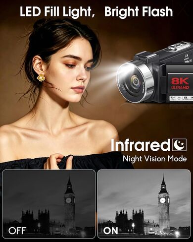 8K Video Camera Camcorder 64MP IR Night Vision Wifi Webcam Camcorders in Saudi Arabia