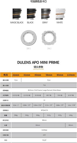 DULENS APO Mini Prime 31mm T2.4 Cine Lens Large Aperture Manual Focus (Black, EF) in Kuwait