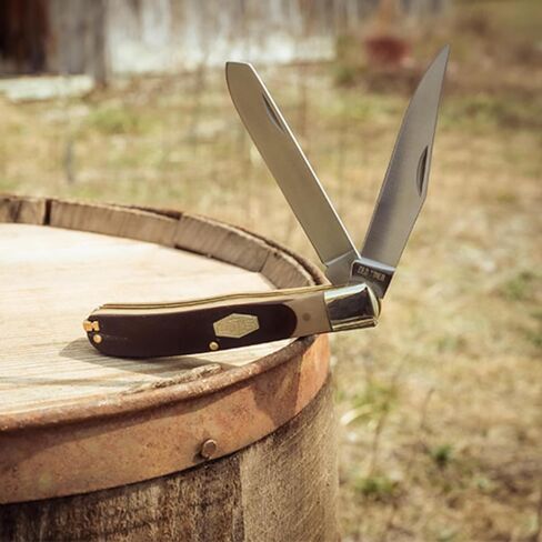 Old Timer 96OT Bearhead Trapper 7.4in Traditional Folding Pocket Knife with 2 High Carbon SS Blades, Sawcut Handle, Tweezers, and Convenient Size for EDC, Hunting, Camping, Whittling, and Outdoors in Saudi Arabia