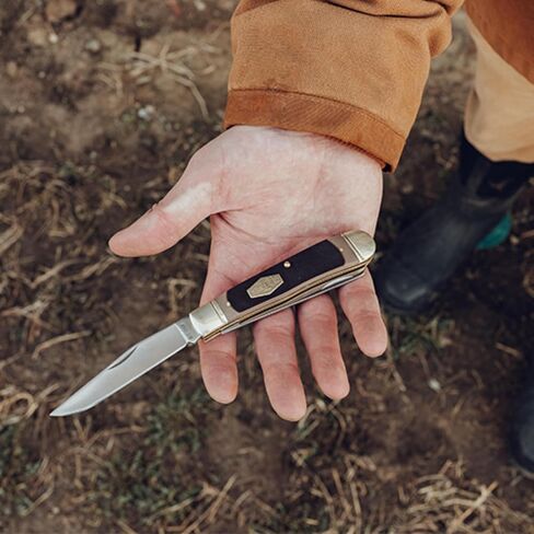 Old Timer 96OT Bearhead Trapper 7.4in Traditional Folding Pocket Knife with 2 High Carbon SS Blades, Sawcut Handle, Tweezers, and Convenient Size for EDC, Hunting, Camping, Whittling, and Outdoors in Saudi Arabia