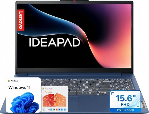 Lenovo IdeaPad Slim 3i, 15.6" FHD Laptop, Microsoft 365 Included, Intel N150, 8GB DDR5, 128GB SSD, Win 11, Dolby Audio, Lightweight in Saudi Arabia