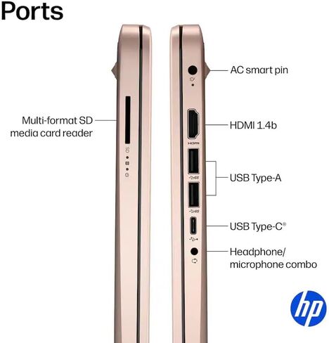 HP 14" Laptop Computer with Microsoft Office 365, 128GB UFS, 4GB RAM, Intel N150 Processor, Windows 11, Home & Office, Pale Rose Gold in Saudi Arabia