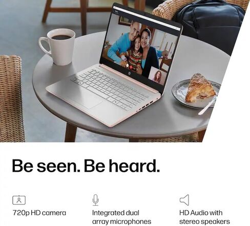 HP 14" Laptop Computer with Microsoft Office 365, 128GB UFS, 4GB RAM, Intel N150 Processor, Windows 11, Home & Office, Pale Rose Gold in Saudi Arabia