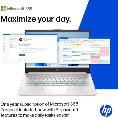 HP 14" Laptop Computer with Microsoft Office 365, 128GB UFS, 4GB RAM, Intel N150 Processor, Windows 11, Home & Office, Pale Rose Gold in Saudi Arabia
