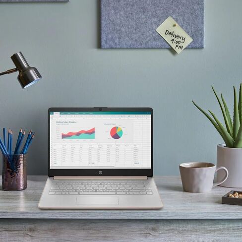 HP 14" Laptop Computer with Microsoft Office 365, 128GB UFS, 4GB RAM, Intel N150 Processor, Windows 11, Home & Office, Pale Rose Gold in Saudi Arabia