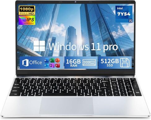 2026 Flagship 15.6" Business Laptop Computer, 16GB RAM 512GB SSD, Core i5-7Y54(Up to 3.2GHz), Windows 11 Pro, Office 365, Fan Cooling, 2-Year Warranty, Portable Traditional Lap Top for Students & Work in Saudi Arabia